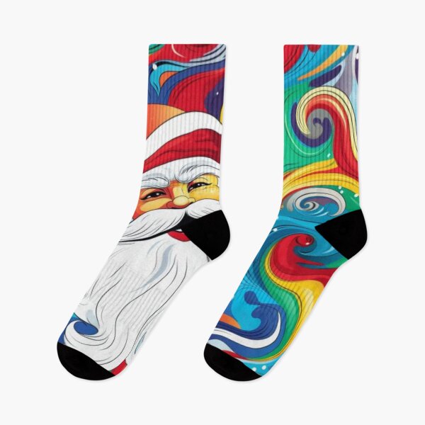 Item preview, Psychedelic Santa socks: A Colorful Journey (One Color only) designed and sold by PurpleMoss.
