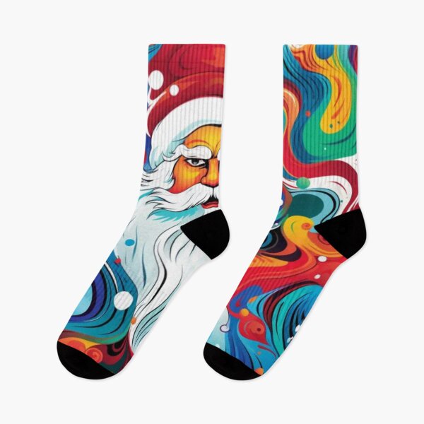 Item preview, Swirling Colors of Santa Socks (One Color only) designed and sold by PurpleMoss.