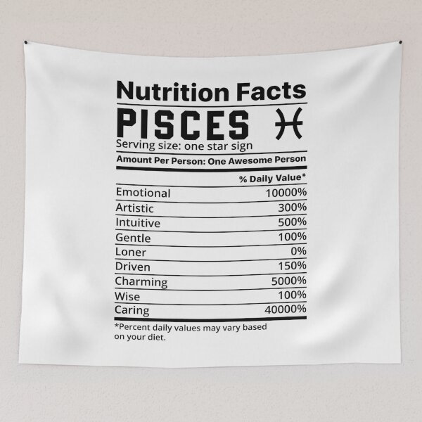 Item preview, Zodiac Nutrition Facts Label Pisces designed and sold by unsungshop.