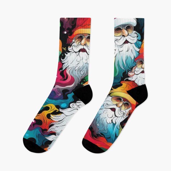 Item preview, Santa Faces: Richly Colored Santa Pattern Socks (One Color only) designed and sold by PurpleMoss.