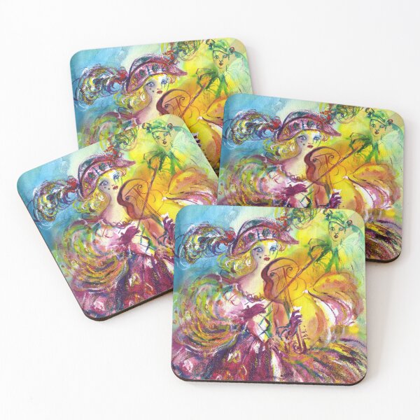 Item preview, ARLECCHINA  VIOLINIST / Venetian Carnival Night Watercolor by Bulgan Lumini designed and sold by BulganLumini.