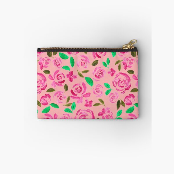 Aperçu de l'œuvre Roses roses peintes à la main sur rose tendre créée et vendue par PrettywithColor.