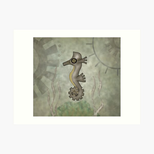 Sir Angustus Finn - Nautical Steampunk Seahorse Art Print