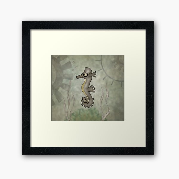 Sir Angustus Finn - Nautical Steampunk Seahorse Framed Art Print