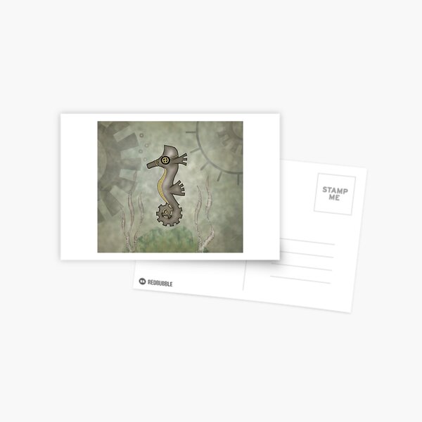Sir Angustus Finn - Nautical Steampunk Seahorse Postcard