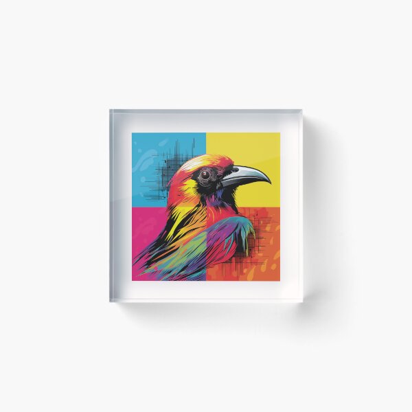 Artikelvorschau, Vogelkunst: Pop Art Bird Grid T-Shirt entworfen und verkauft von Moisky Patterns.
