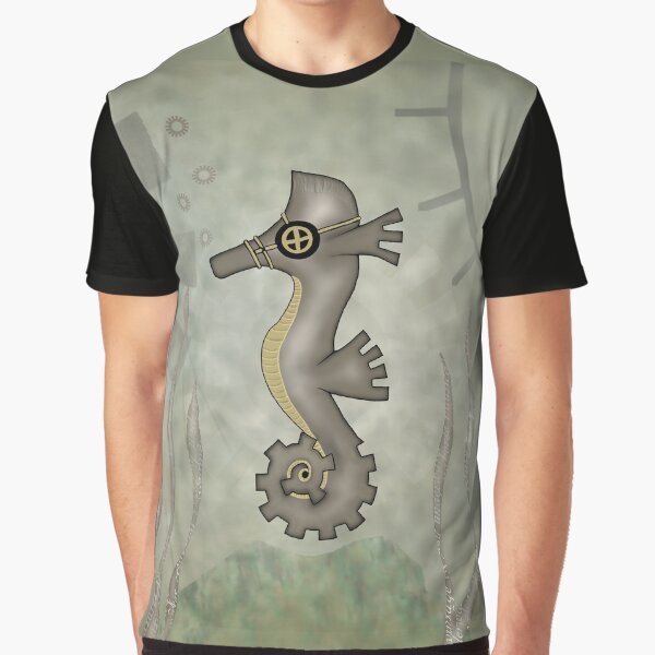 Sir Angustus Finn - Nautical Steampunk Seahorse Graphic T-Shirt