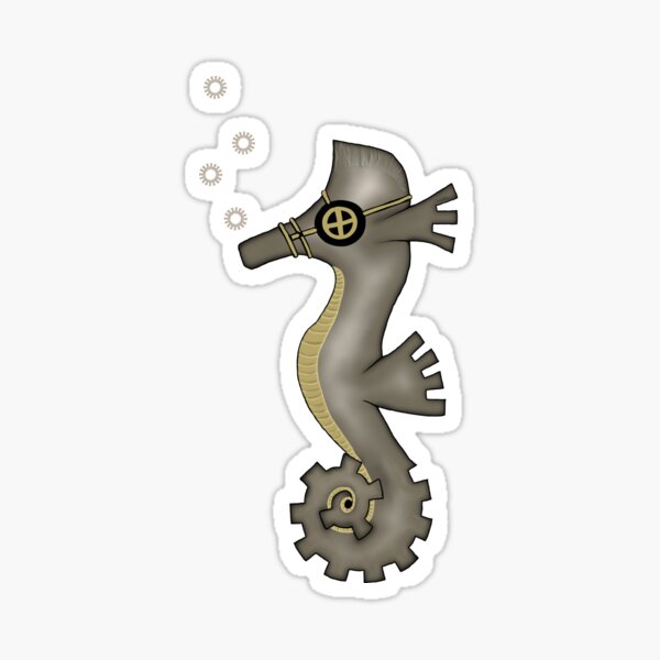 Sir Angustus Finn - Nautical Steampunk Seahorse Sticker