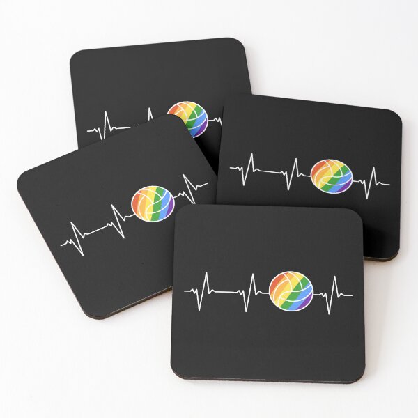 Item preview, Volleyball Heartbeat LGBTQ Rainbow Flag Ball EKG Pulse Line designed and sold by venomousvector.