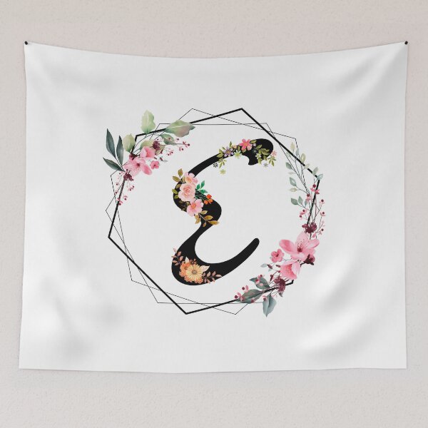Item preview, E monogram flowers, watercolor designed and sold by OmikronStore.