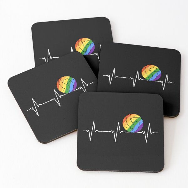 Item preview, Volleyball Players Rainbow Flag Heartbeat Ball Pulse Line - Vball LGBTQ+ designed and sold by venomousvector.
