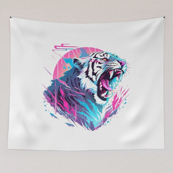 Item preview, Retro Neon Roar - White Tiger designed and sold by CleverboyDsgns.