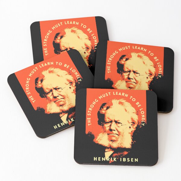 Item preview, Henrik Ibsen portrait and quote: “The strong must learn to be lonely.” designed and sold by artbleed.