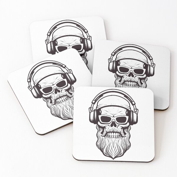 Item preview, Skull of a bearded Barbarian with headphones designed and sold by InfinityCircle.