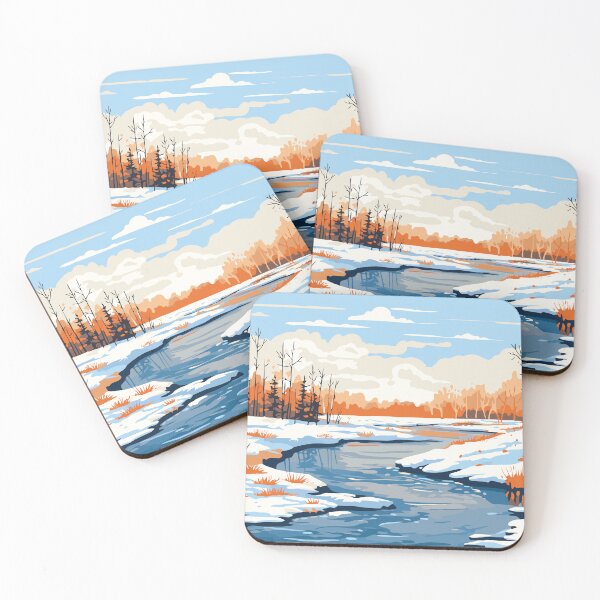 Item preview, Warm Winter Landscape By The Frozen River designed and sold by Vector Scout Lab.