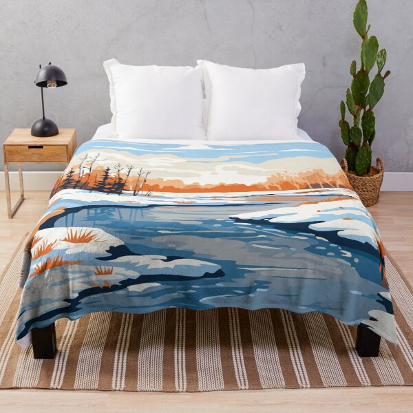 Item preview, Warm Winter Landscape By The Frozen River designed and sold by Vector Scout Lab.