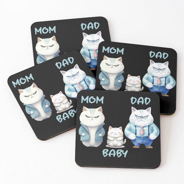 Item preview, Grumpy Cat Dad, Grumpy Cat Mom, Joyful Baby Kitten designed and sold by WallGemsArt.