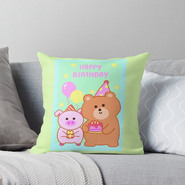 Item preview, Cute Bear and pig Happy Birthday cartoon style. designed and sold by Nongning-109.