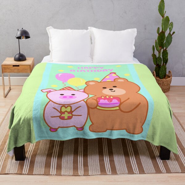 Item preview, Cute Bear and pig Happy Birthday cartoon style. designed and sold by Nongning-109.