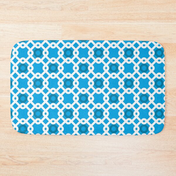 Item preview, Azure Blue White Chained Rounded Squares Coastal Ocean Greek Mediterranean Pattern designed and sold by PenguinForests.