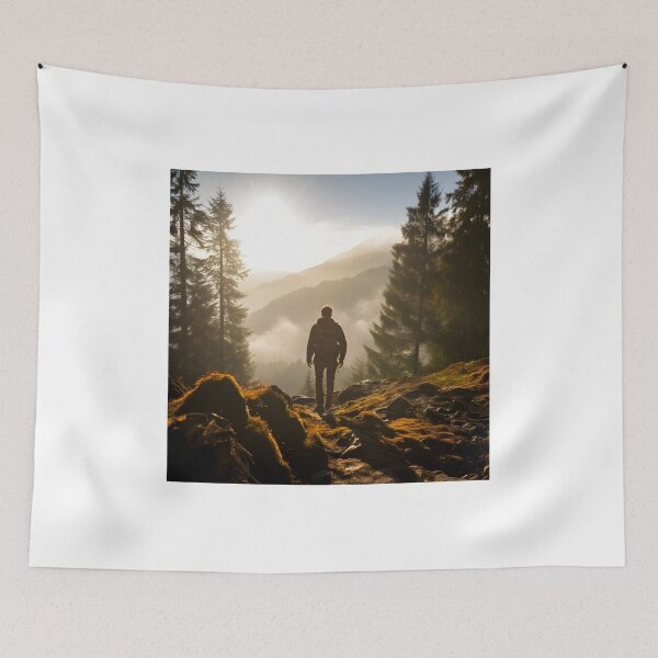 Item preview, Hiking in Autumn: A Solitary Trek through the Foggy Forest designed and sold by Shirtastically.