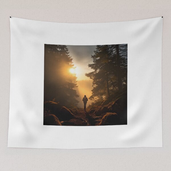 Item preview, Hiking in Autumn: A Solitary Trek through the Foggy Forest designed and sold by Shirtastically.