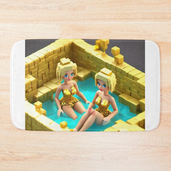 Item preview, doll looking blonde girls wearing golden mini dress partying in a golden jacuzzi designed and sold by thebitsinc.