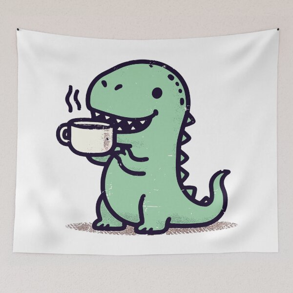 Item preview, Retro kawaii tea rex tyrannosaurus designed and sold by TomFrontierArt.