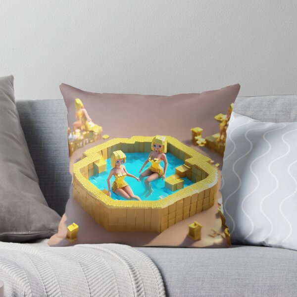 Item preview, doll looking blonde girls wearing golden mini dress partying in a golden jacuzzi designed and sold by thebitsinc.