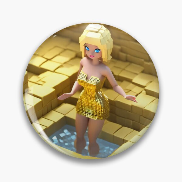 Item preview, doll looking blonde girls wearing golden mini dress partying in a golden jacuzzi designed and sold by thebitsinc.