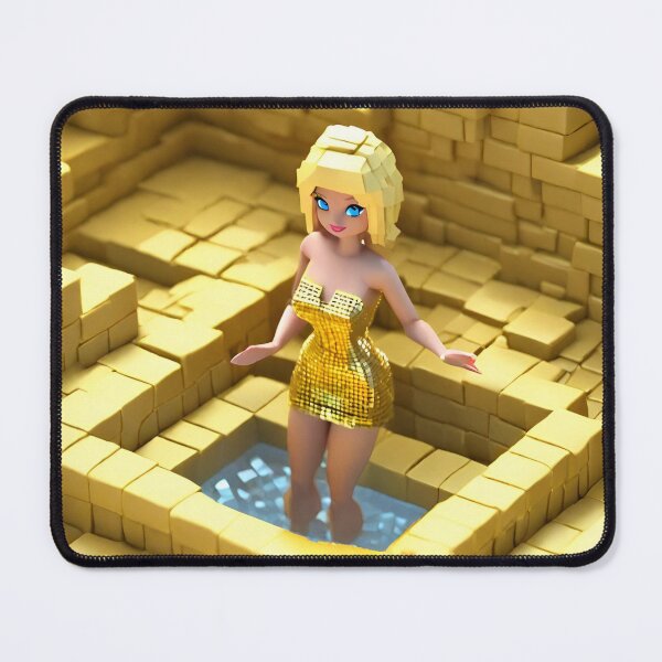 Item preview, doll looking blonde girls wearing golden mini dress partying in a golden jacuzzi designed and sold by thebitsinc.