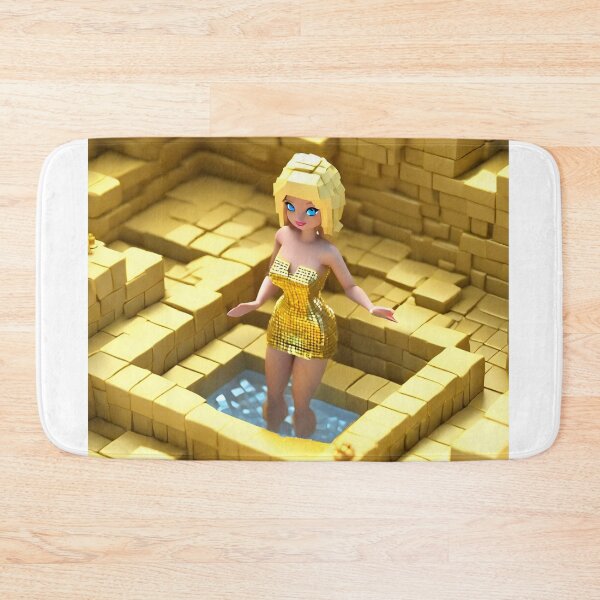 Item preview, doll looking blonde girls wearing golden mini dress partying in a golden jacuzzi designed and sold by thebitsinc.