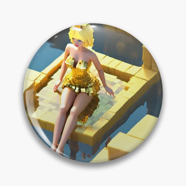 Item preview, doll looking blonde girls wearing golden mini dress partying in a golden jacuzzi designed and sold by thebitsinc.