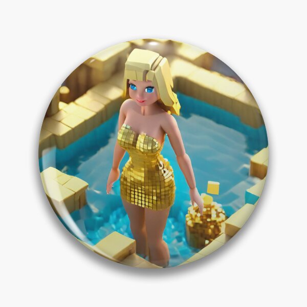 Item preview, doll looking blonde girls wearing golden mini dress partying in a golden jacuzzi designed and sold by thebitsinc.