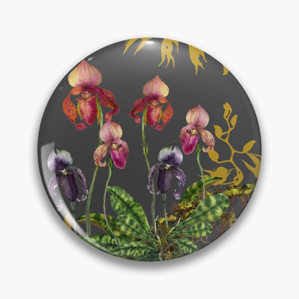 Item preview, Mystical Blooms: Wild Orchid Watercolor Collection on Dark Grey and Gold Shadow designed and sold by Hadamundo.