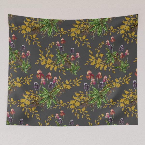 Item preview, Mystical Blooms: Wild Orchid Watercolor Collection on Dark Grey and Gold Shadow designed and sold by Hadamundo.