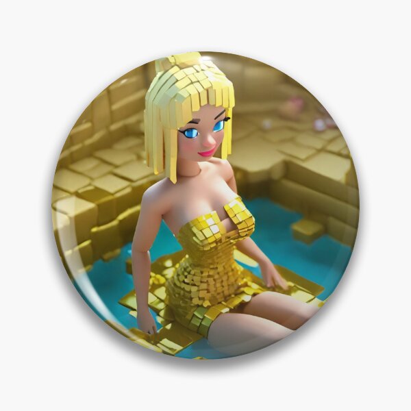 Item preview, doll looking blonde girls wearing golden mini dress partying in a golden jacuzzi designed and sold by thebitsinc.