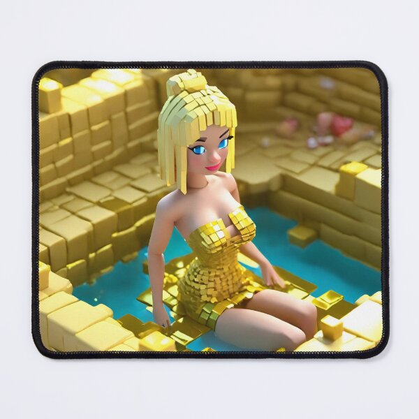 Item preview, doll looking blonde girls wearing golden mini dress partying in a golden jacuzzi designed and sold by thebitsinc.
