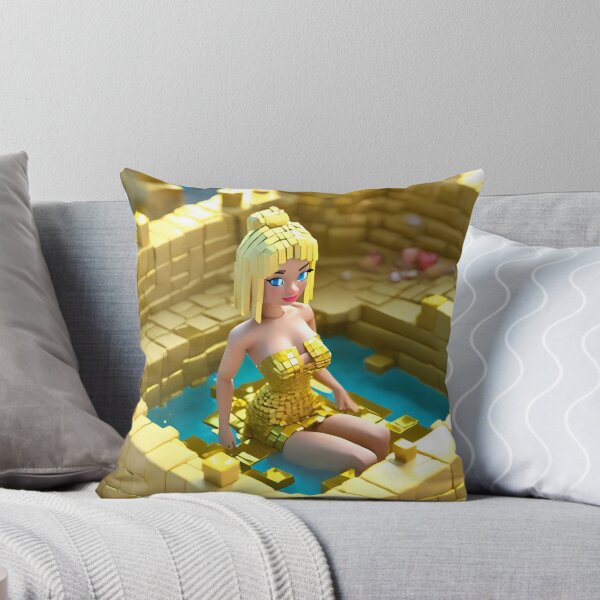 Item preview, doll looking blonde girls wearing golden mini dress partying in a golden jacuzzi designed and sold by thebitsinc.