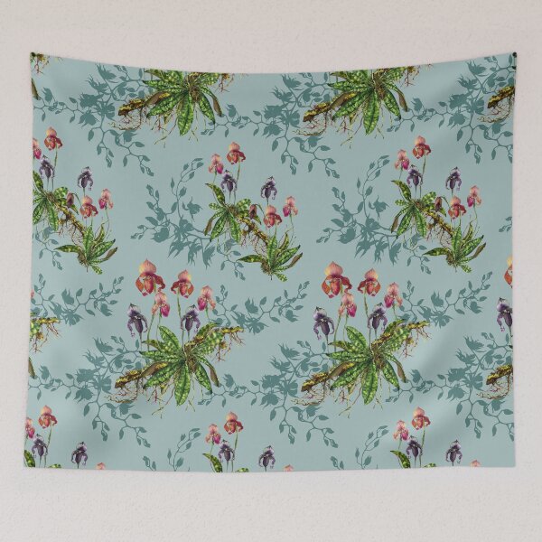 Item preview, Mystical Blooms: Wild Orchid Watercolor Collection on Blue and Teal Shadow designed and sold by Hadamundo.