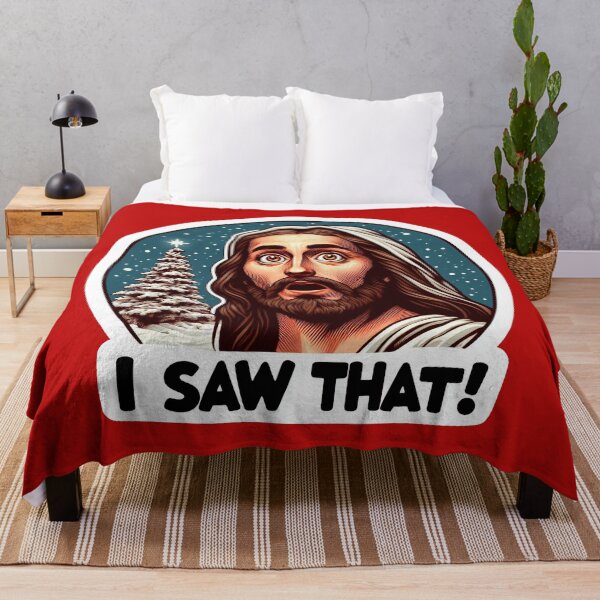Item preview, I SAW THAT Jesus meme Snowing White Christmas Tree Miracle designed and sold by plushism.