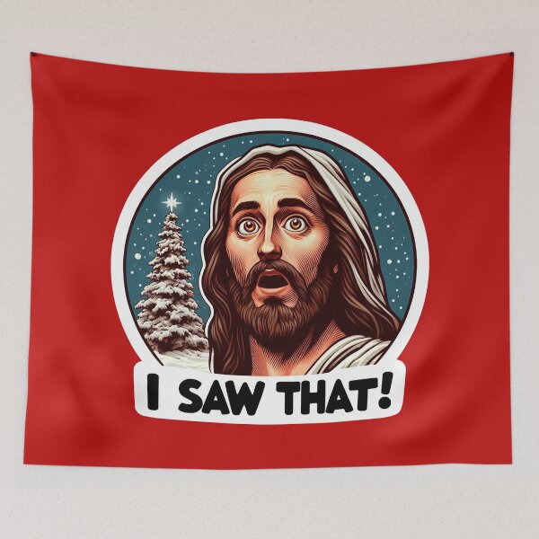 Item preview, I SAW THAT Jesus meme Snowing White Christmas Tree Miracle designed and sold by plushism.