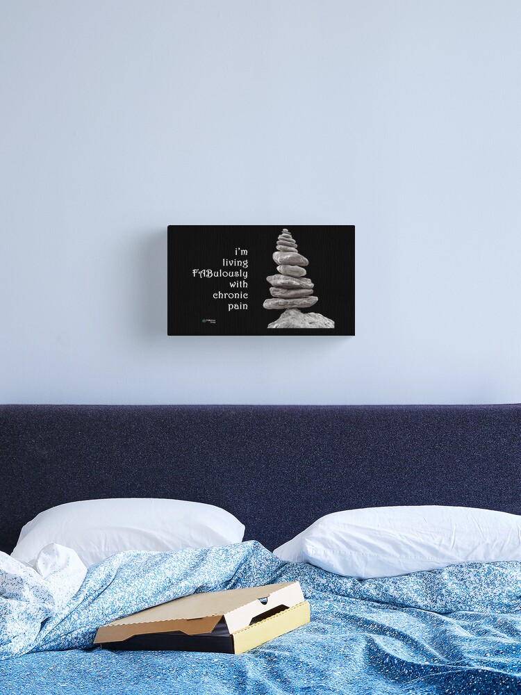 Thumbnail 1 of 3, Canvas Print, Balance Stones - Living FABulously with Chronic Pain Quote designed and sold by FABulous-living.
