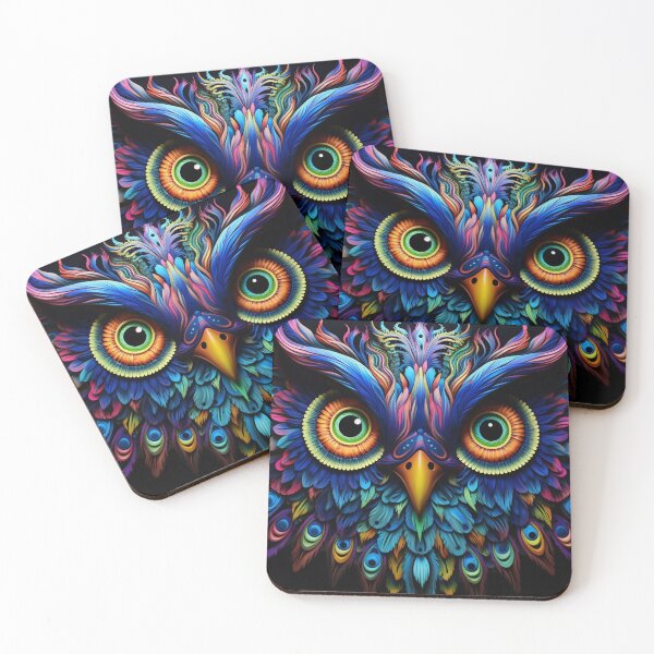 Item preview, colorful Owl vibrant portrait designed and sold by zoldi.