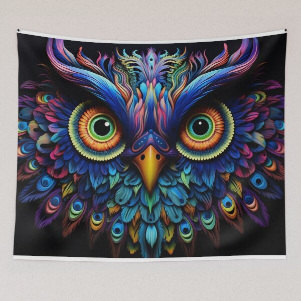 Item preview, colorful Owl vibrant portrait designed and sold by zoldi.