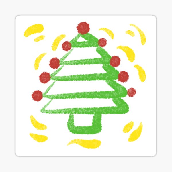 Merry Christmas hand sketch children paint holiday pattern Sticker