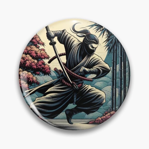 Item preview, Ninjutsu Fighting Pose Ukiyo-e Bamboo Design designed and sold by RedDesignSyc.