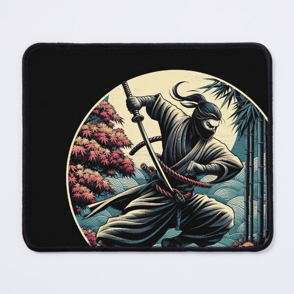 Item preview, Ninjutsu Fighting Pose Ukiyo-e Bamboo Design designed and sold by RedDesignSyc.