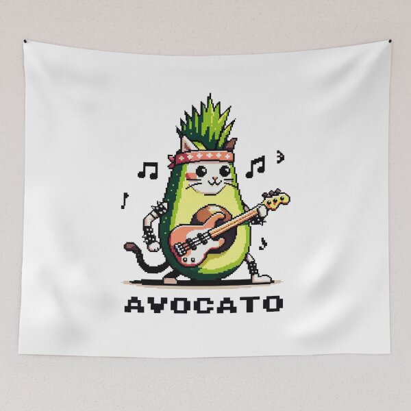 Item preview, Avocato Punk: 8-Bit Cat-Avocado Bassist designed and sold by PixelPunkster.