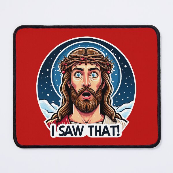 Item preview, I SAW THAT Jesus meme Snowing White Christmas Miracle Crown of Thorns designed and sold by plushism.